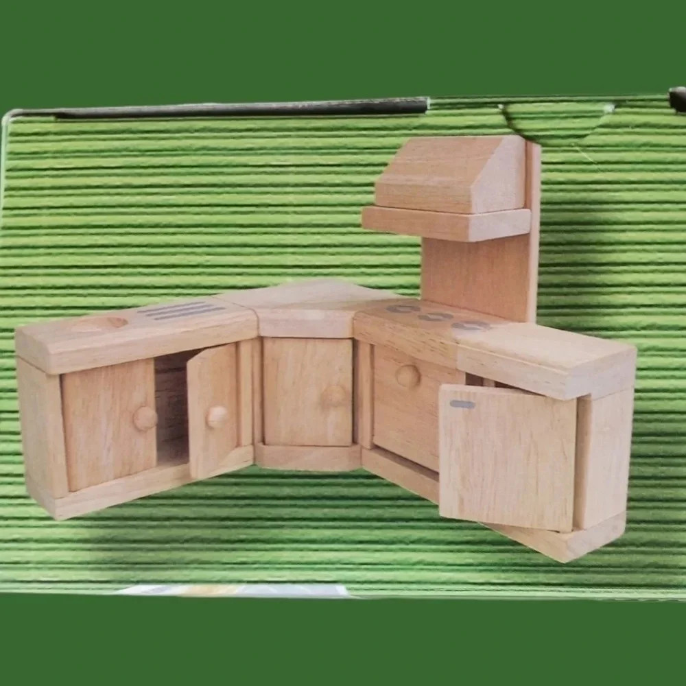 Plan toys miniature dollhouse furniture wood kitchen set